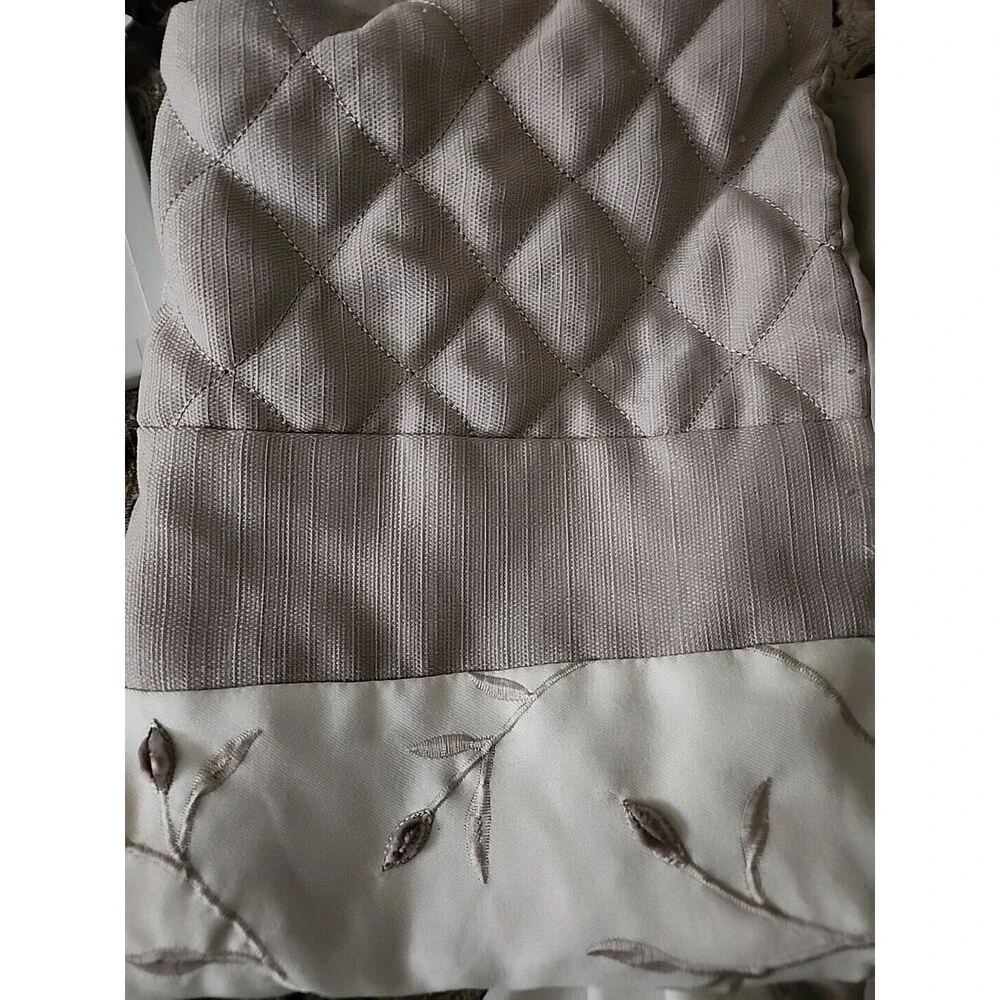 Pillow Covers White Brown Embroidered Quilted 20x26 Standard Pillowcase